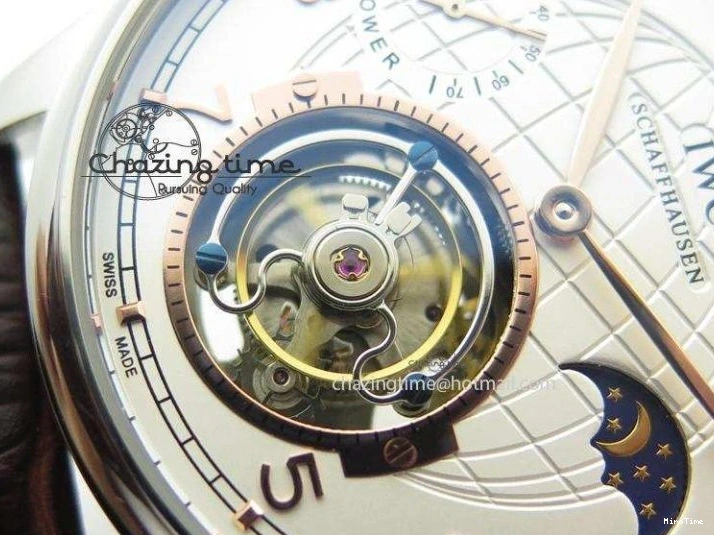MIROTIME 0213 Chic Portuguese Tourbillon Power Reserve Moonphase SS White Dial Gold Numbers On Black Leather Strap 7319